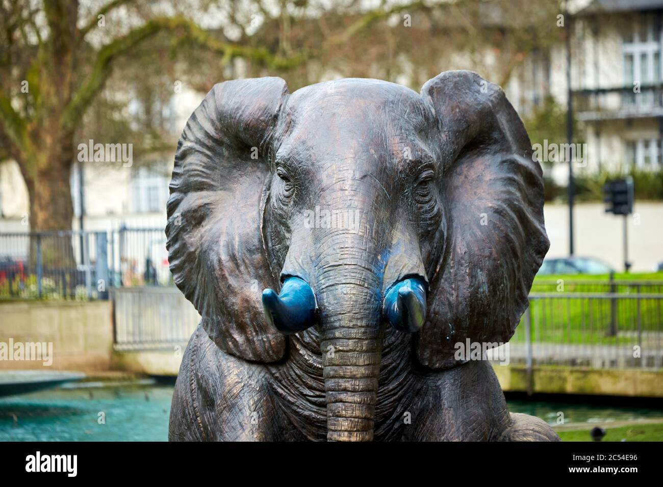 The Orphans, a sculptural installation of 21 lifesize bronze elephants