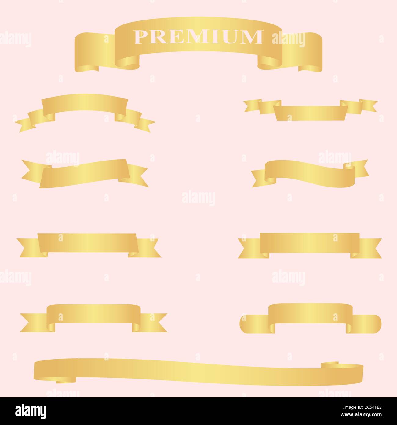Golden ribbon set. eps 10 vector iilustration Stock Vector