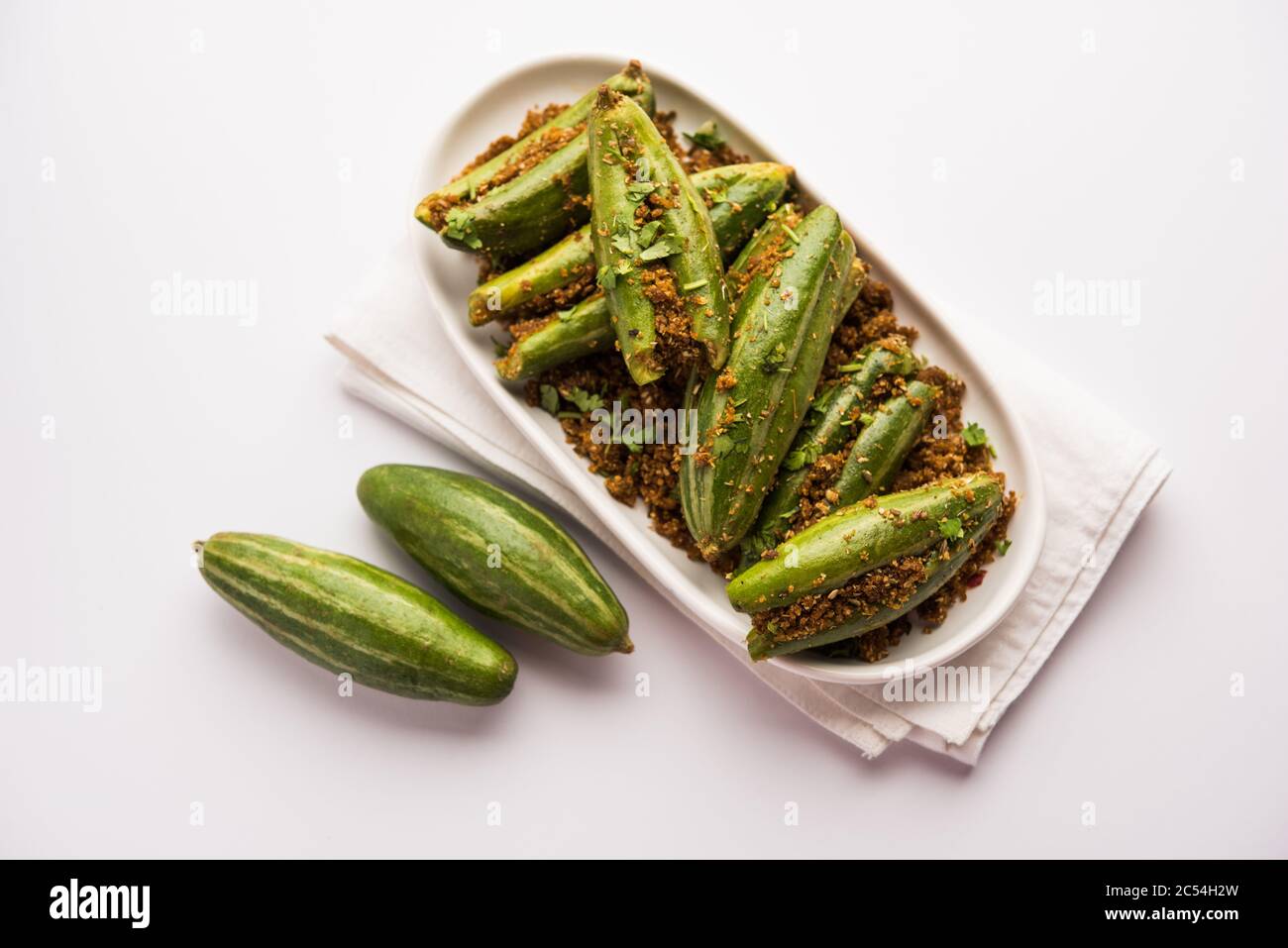 Indian style Bharwa Parwal dry Sabzi or Stuffed Pointed Gourd Dry fry