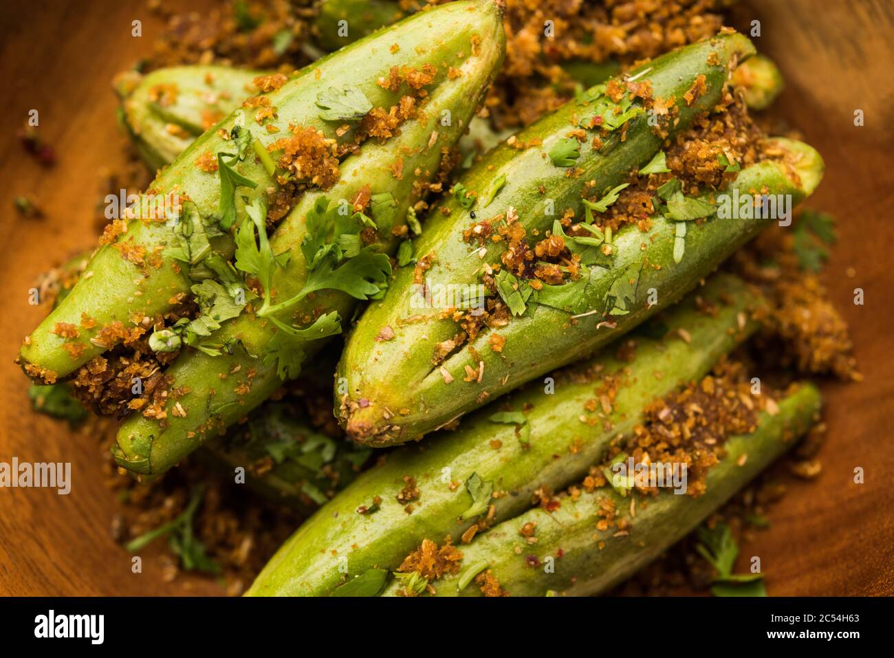 Indian style Bharwa Parwal dry Sabzi or Stuffed Pointed Gourd Dry fry