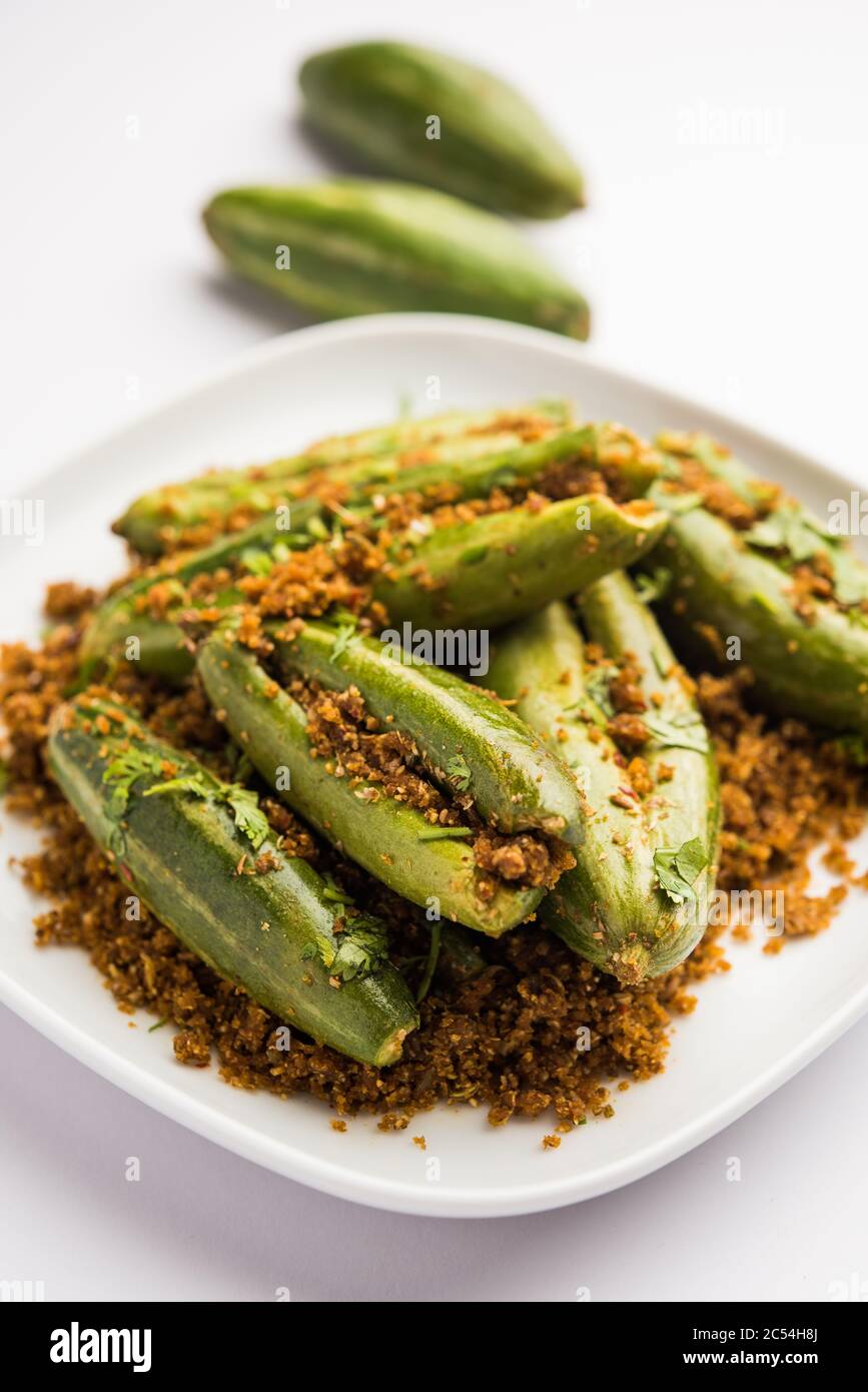 Indian style Bharwa Parwal dry Sabzi or Stuffed Pointed Gourd Dry fry