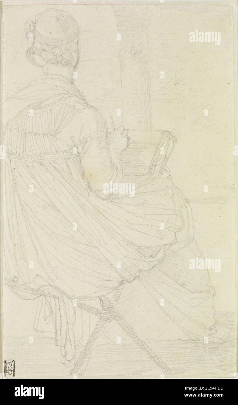 Ingres - Miss Harvey Drawing, Seated and Seen from the Back Stock Photo