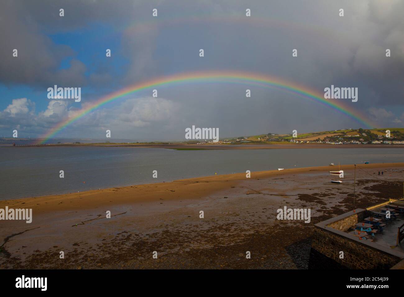 Rainbow over the River Torridge estuary, from Appledore, North Devon, England Stock Photo