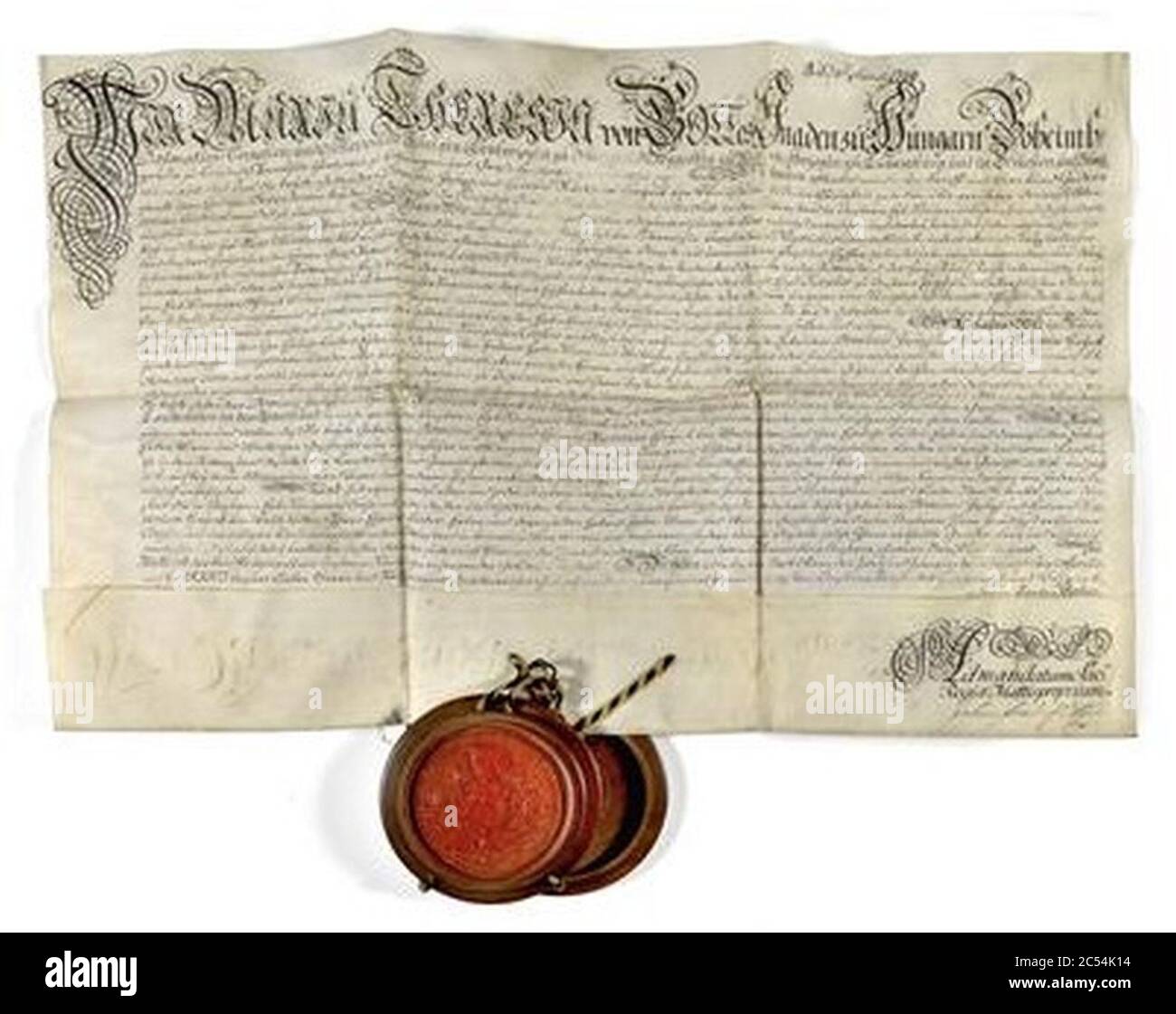 Inkolat des Königreichs Böhmen für Hayek von Waldstätten 1744 Stock