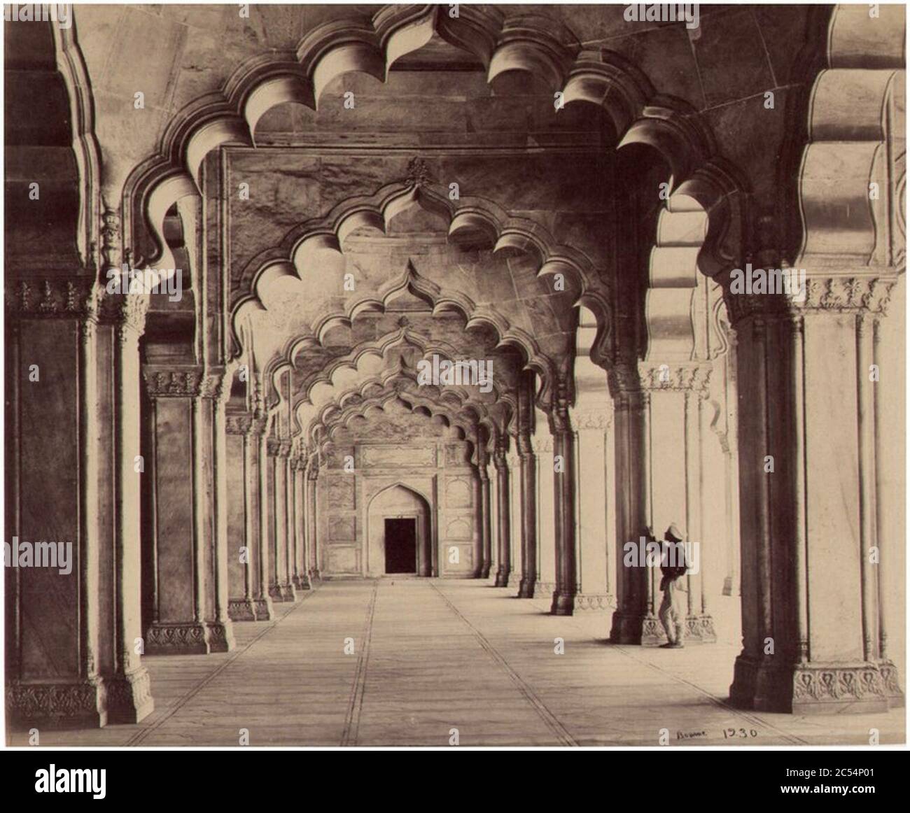 Inside view of Moti Masjid by Samuel Bourne (2). Stock Photo