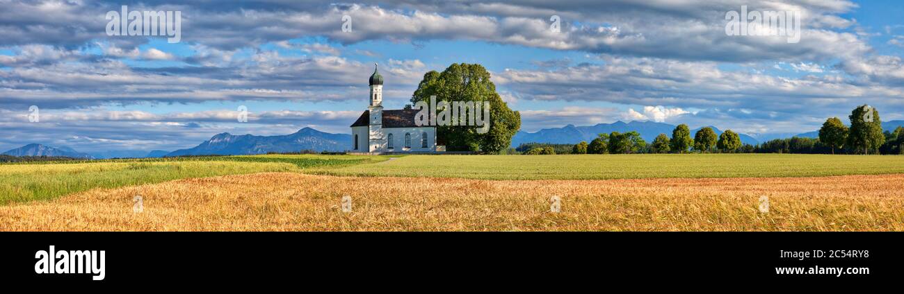 DE - UPPER BAVARIA: Panoramic view of St. Andreas Church at Etting  (HDR-Image) Stock Photo