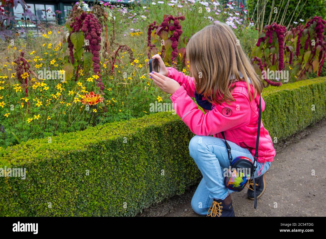 Young child taking a photograph Stock Photo