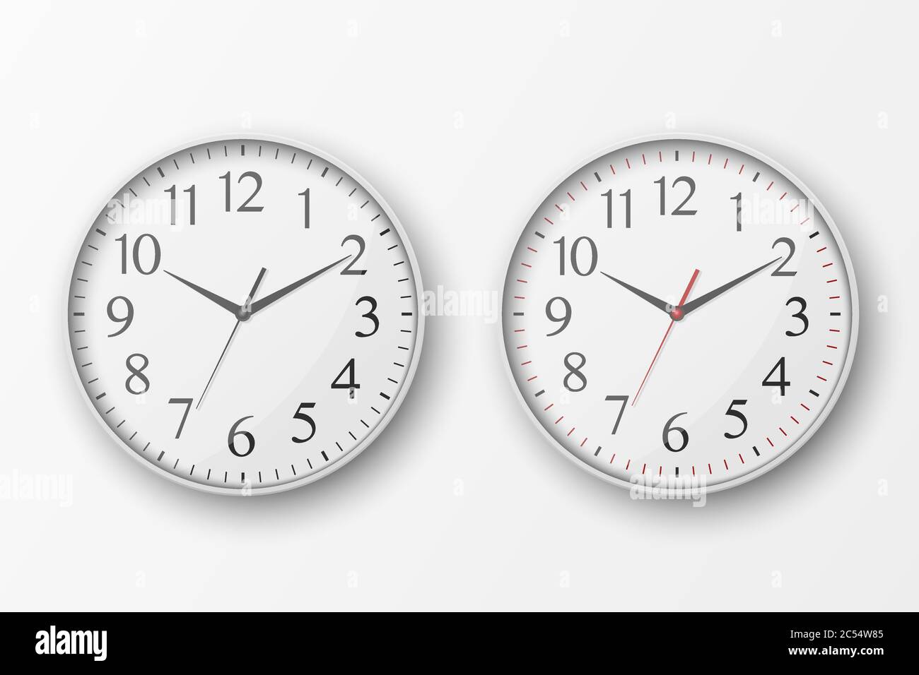 Vector 3d Realistic Simple Round White Wall Office Clock with White ...
