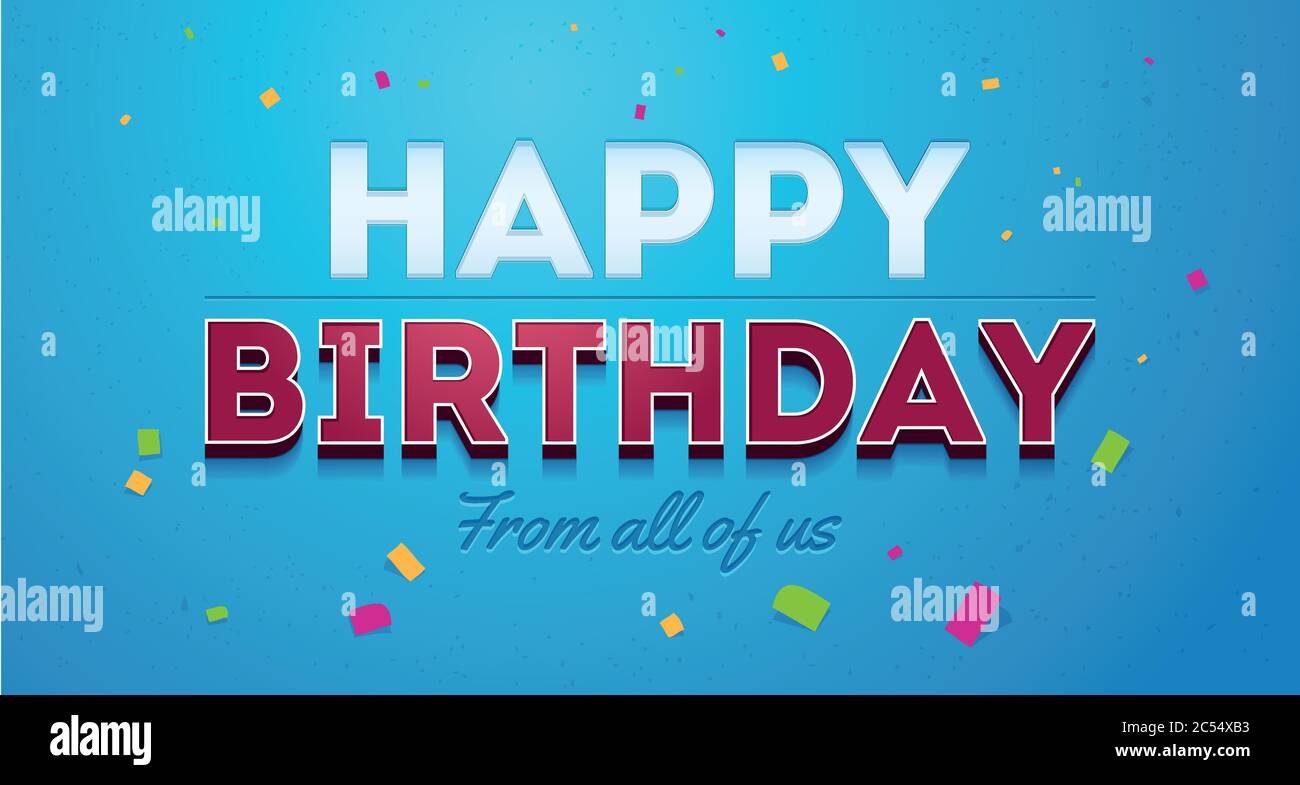 Blue Birthday Card. Happy birthday Greeting typographic design Stock