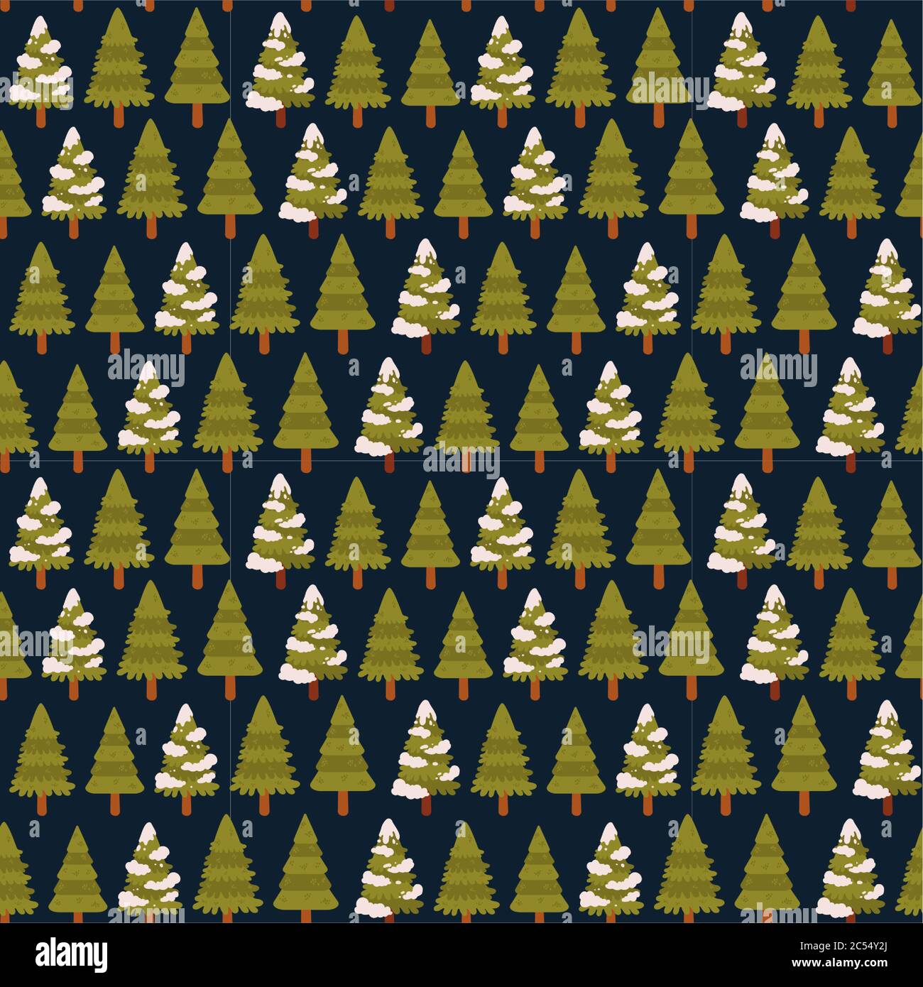 Seamless vector pattern with pine trees. Christmas wrapping paper Stock Vector