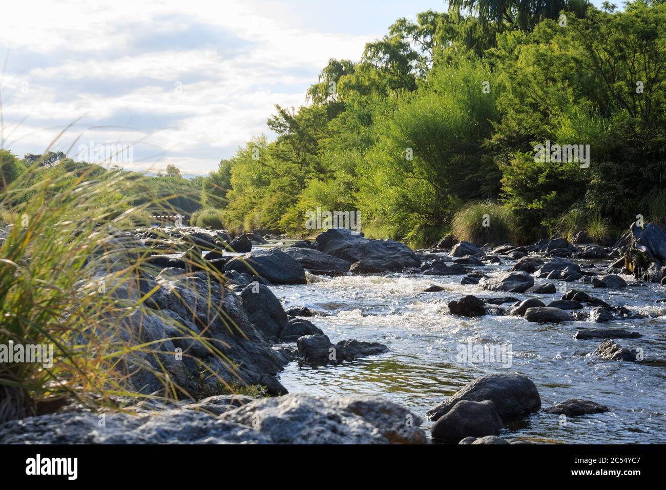 LOS REARTES, CORDOBA, ARGENTINA. Beautiful view of the river Rings, Cordoba on a spring afternoon. Stock Photo