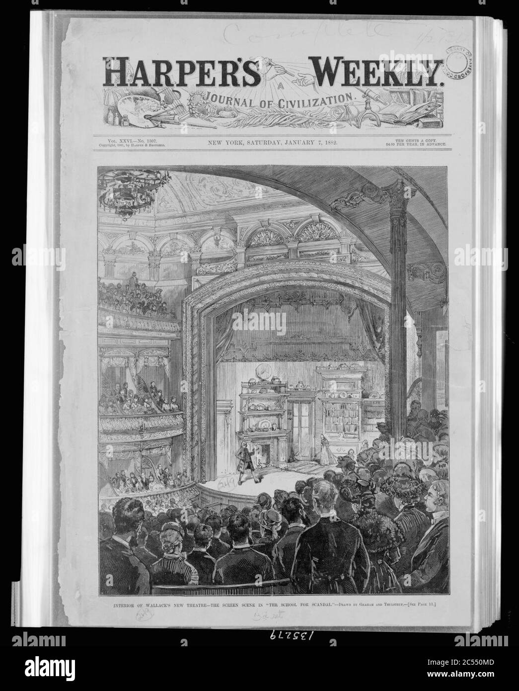 Interior of Wallack's new theatre the screen scene in ‘the school for