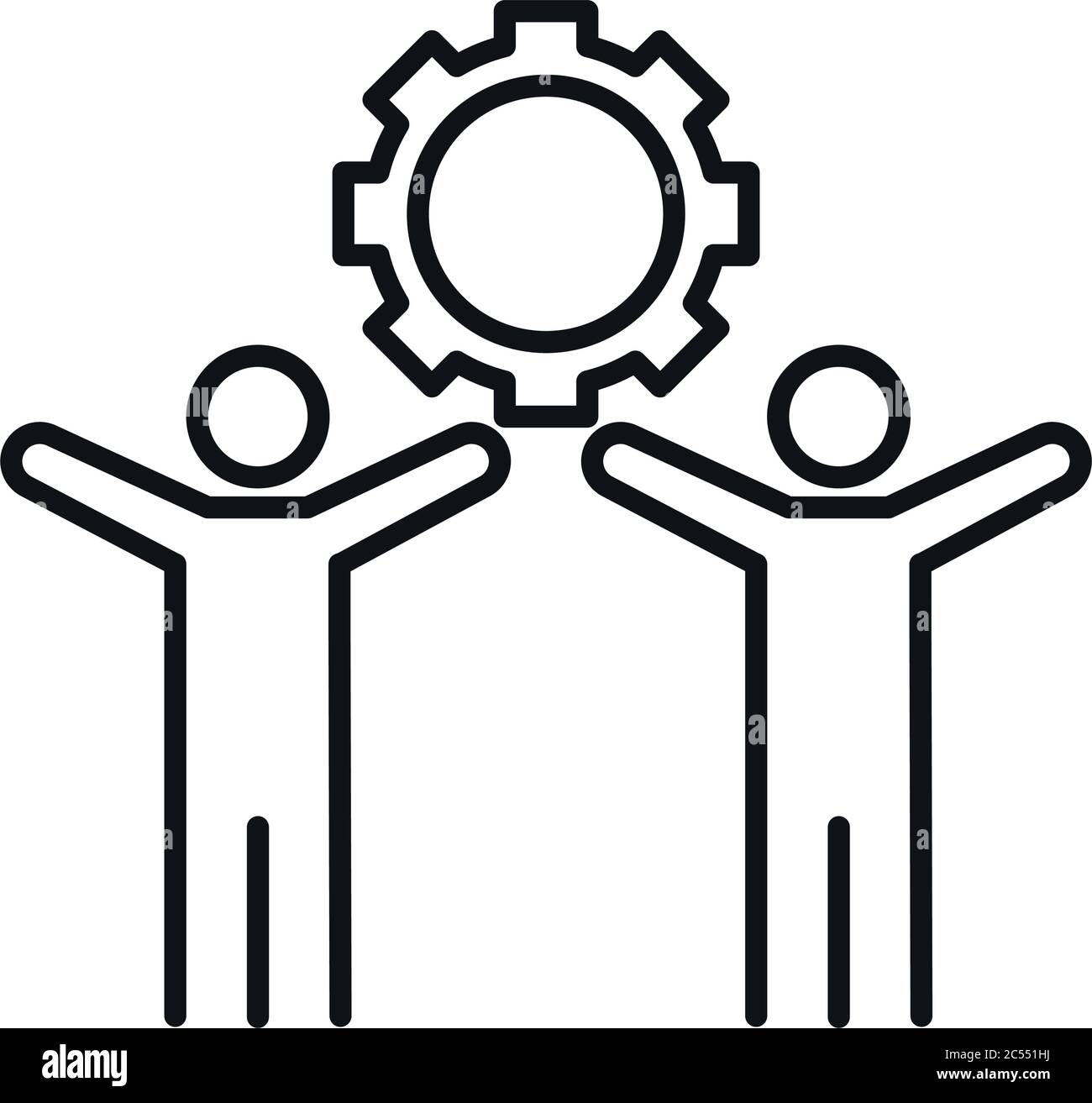 businesspeople teamwork cooperation management developing successful line style icon vector illustration Stock Vector