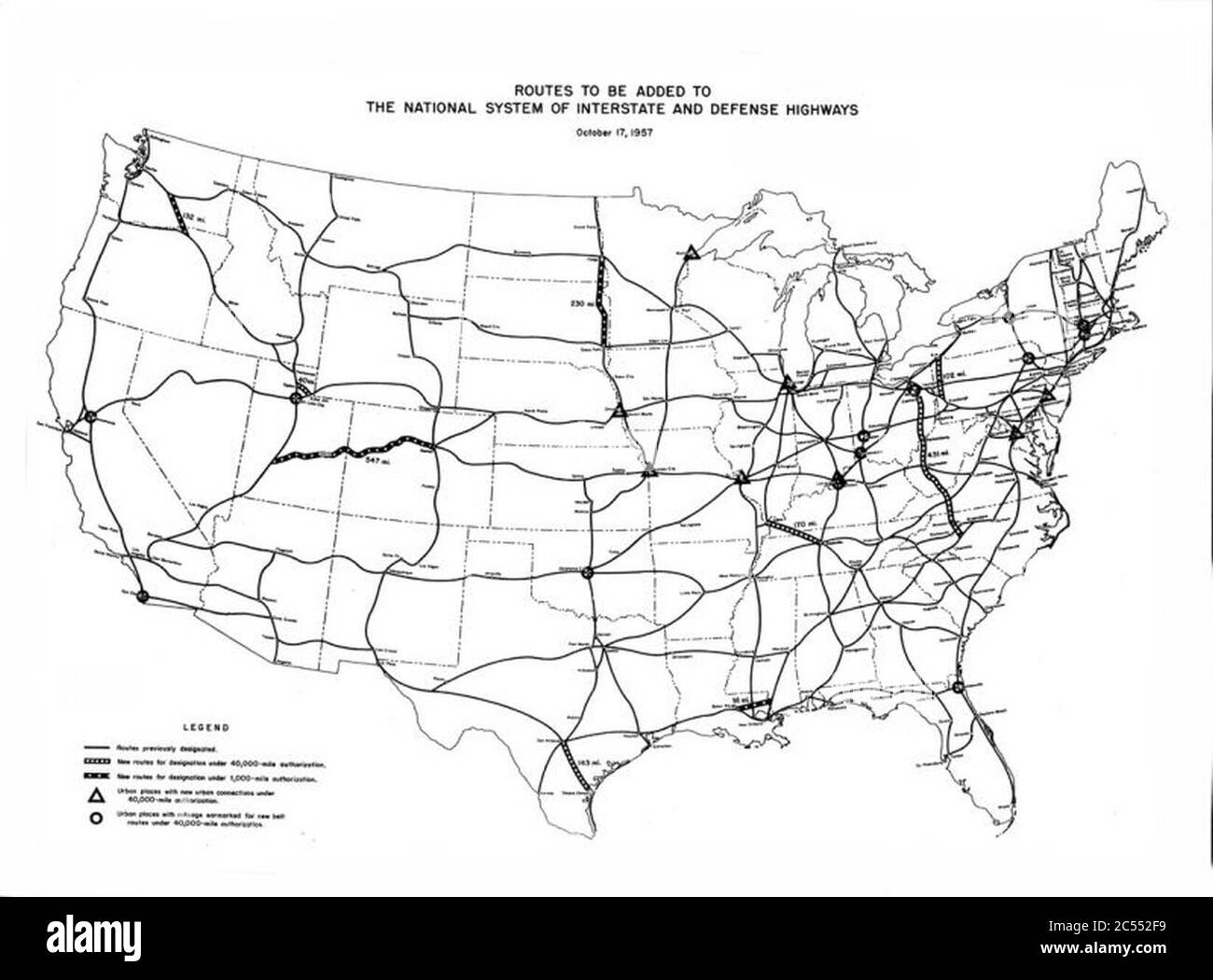 Interstate Highway plan October 17 1957. Stock Photo