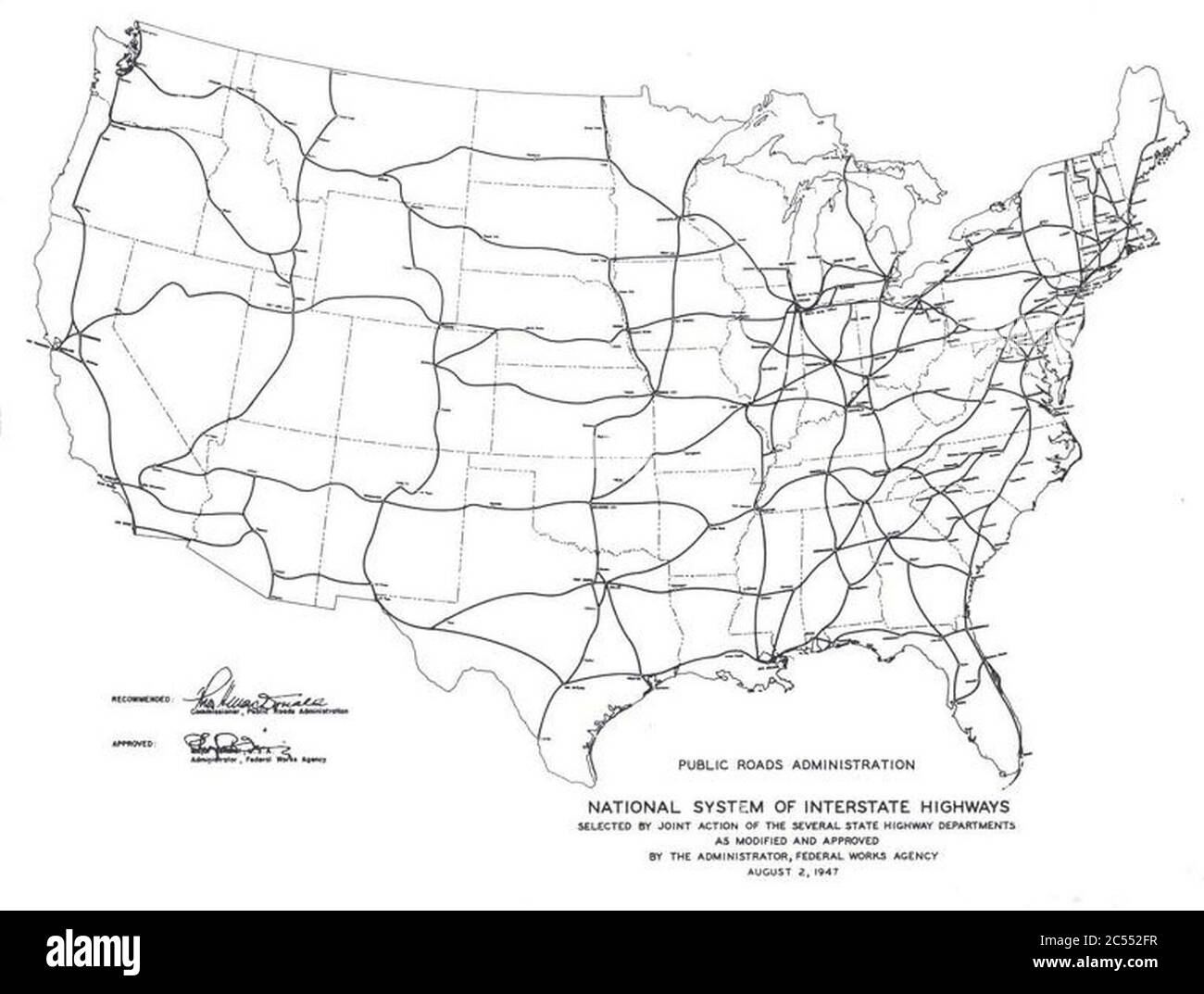 Interstate Highway plan August 2 1947 Stock Photo - Alamy