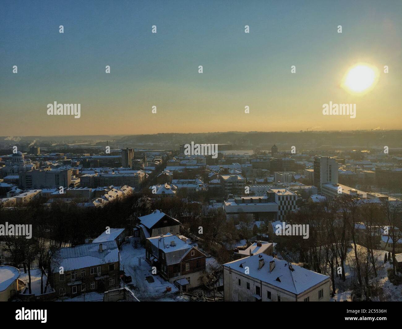 Sunset over Kaunas Stock Photo - Alamy