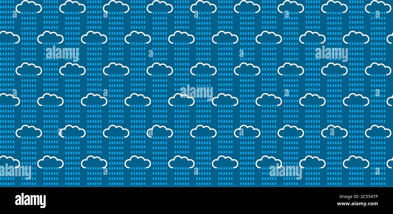 Raindrops And Clouds Seamless Pattern Vector Illustration Doodle Sky ...