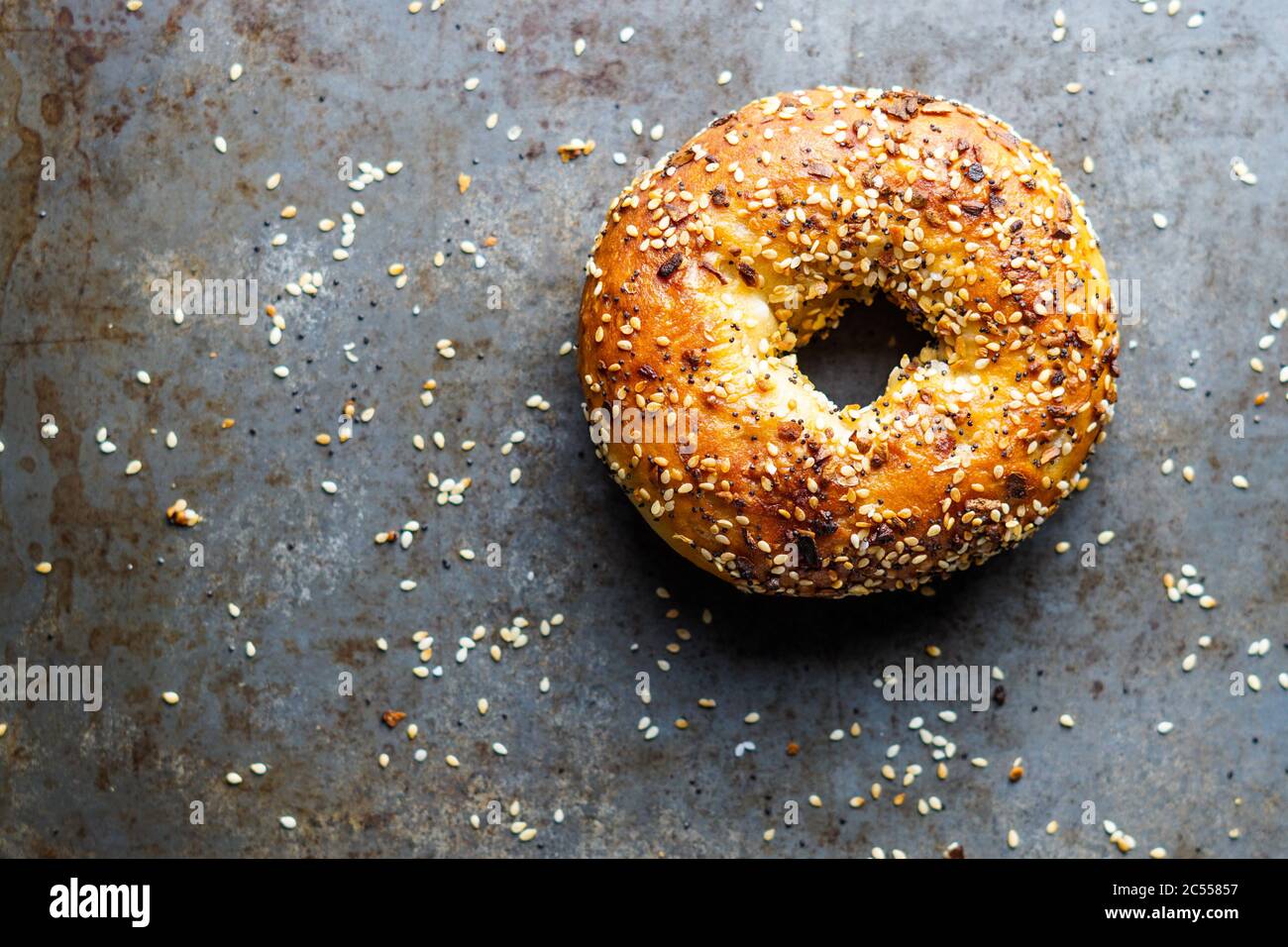 Everything Bagels Stock Photo