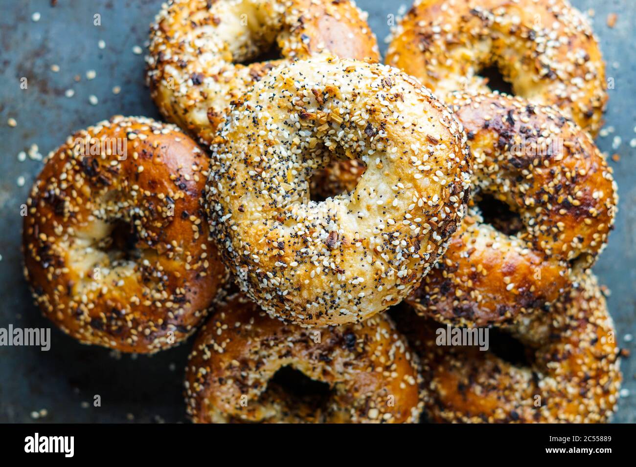 Everything Bagels Stock Photo