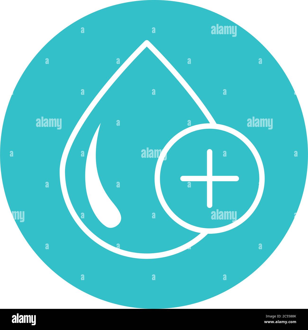 plus medical water drop nature liquid blue block style icon vector ...
