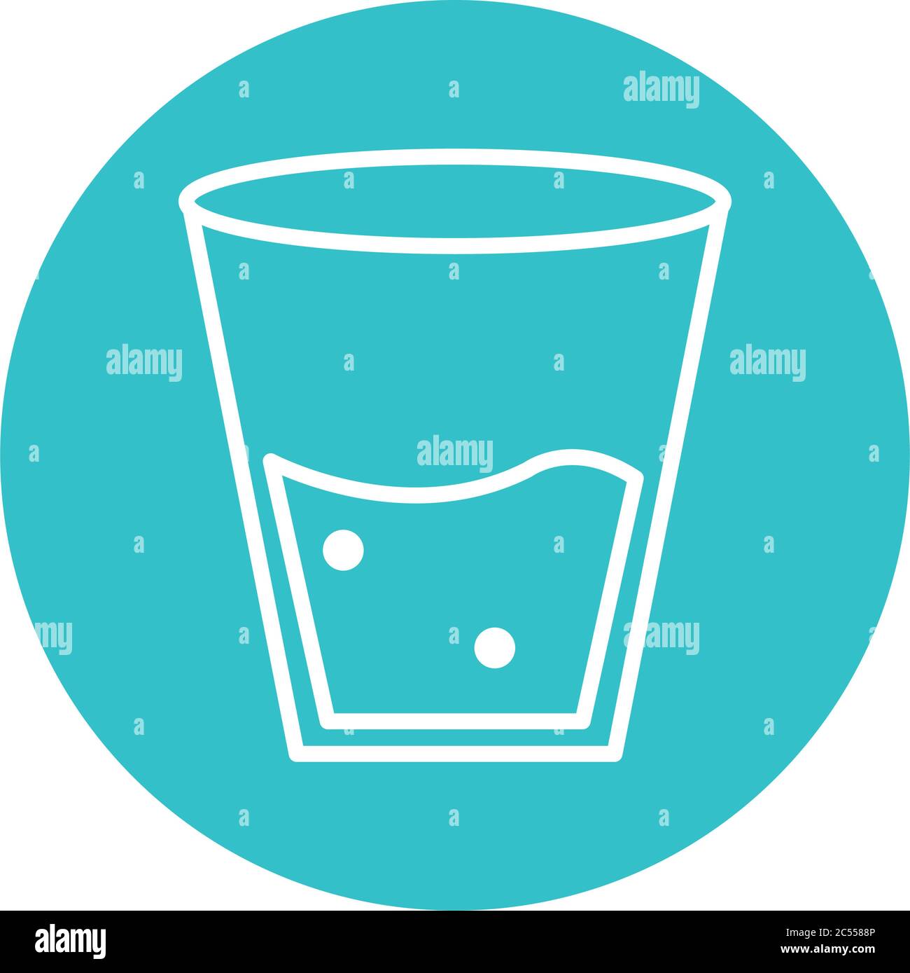 glass with water mineral liquid blue block style icon vector ...