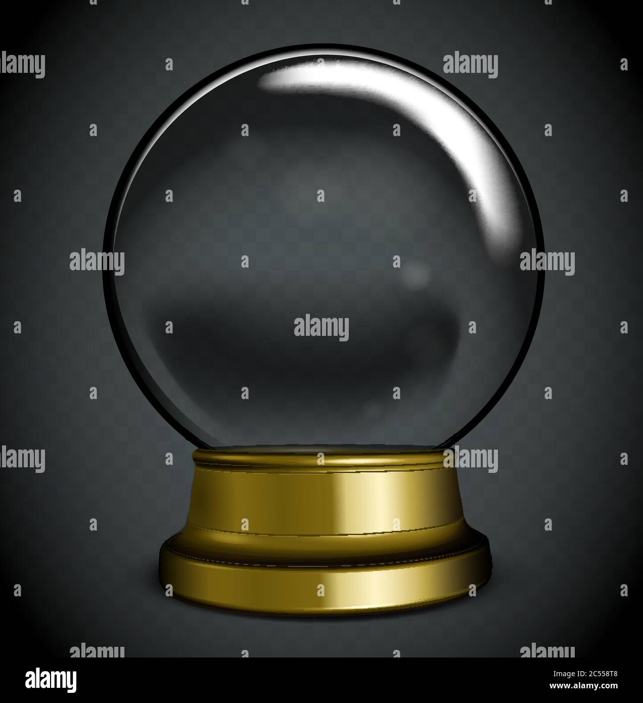 Vector Empty Snow Globe. White transparent glass sphere on a stand with ...