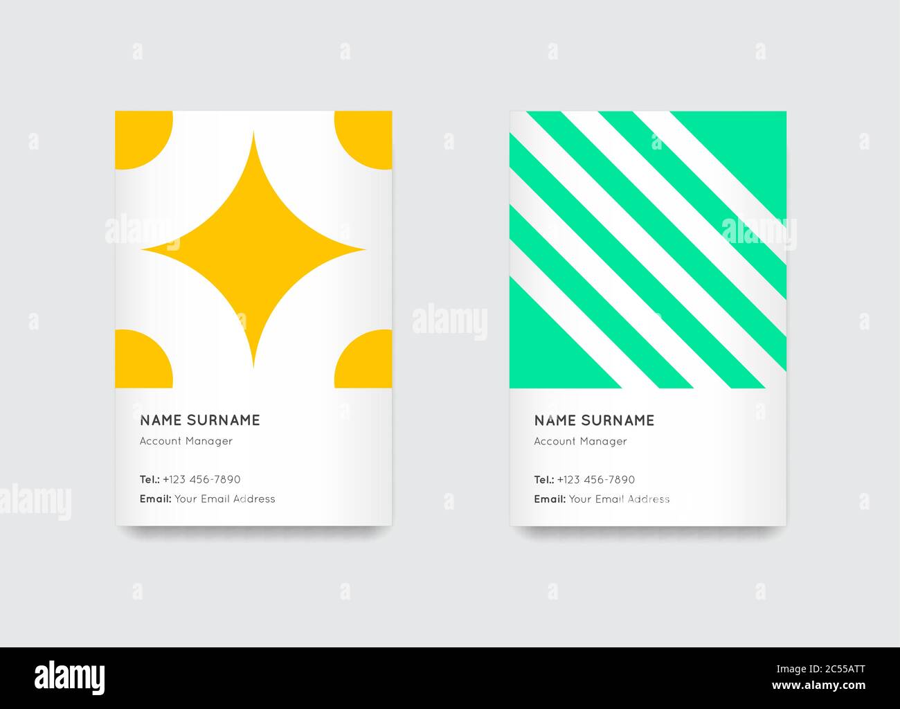 Vector Bright Trendy Vertical Business Card Set Stock Vector