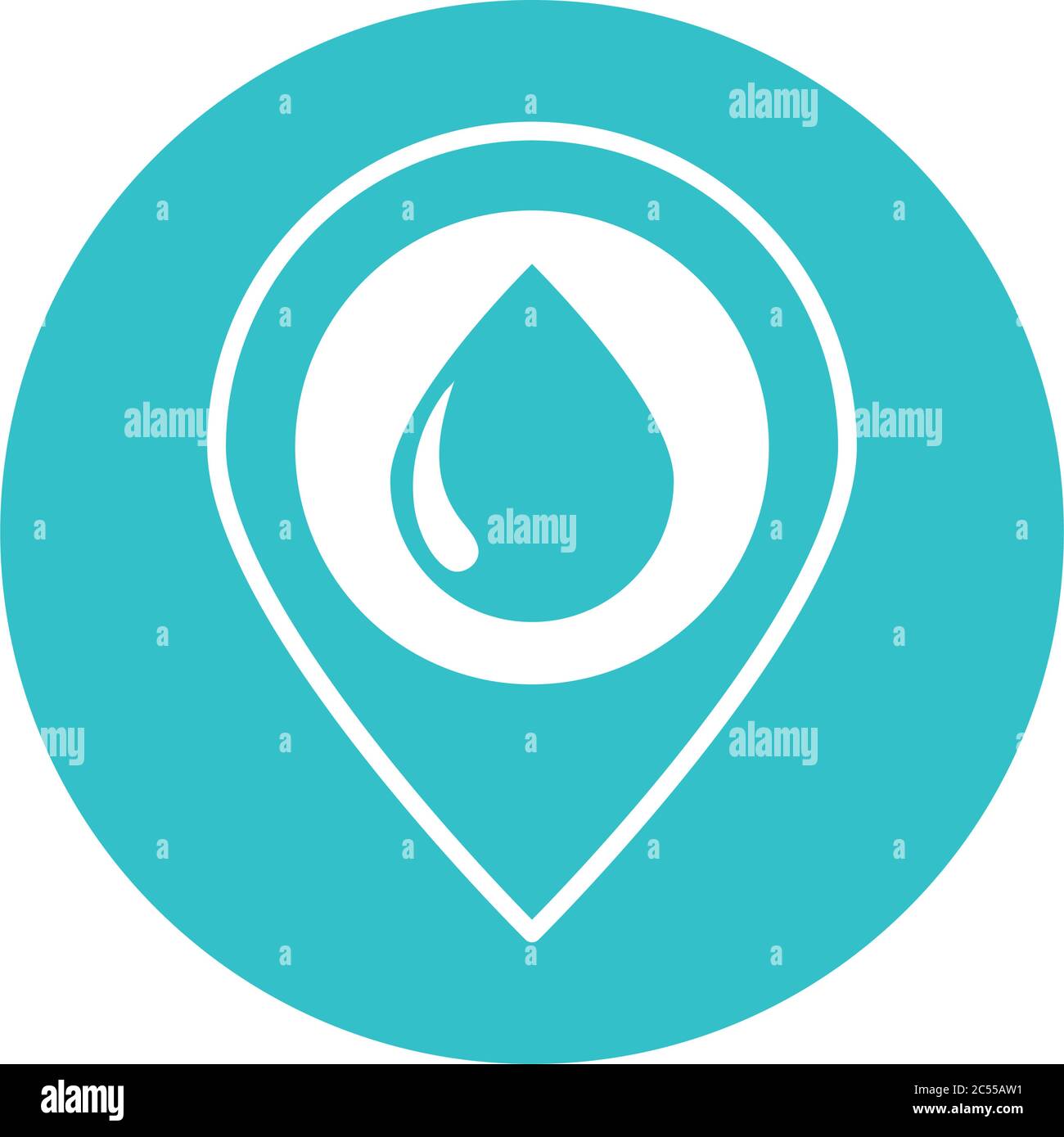 location pointer water drop nature liquid blue block style icon vector ...