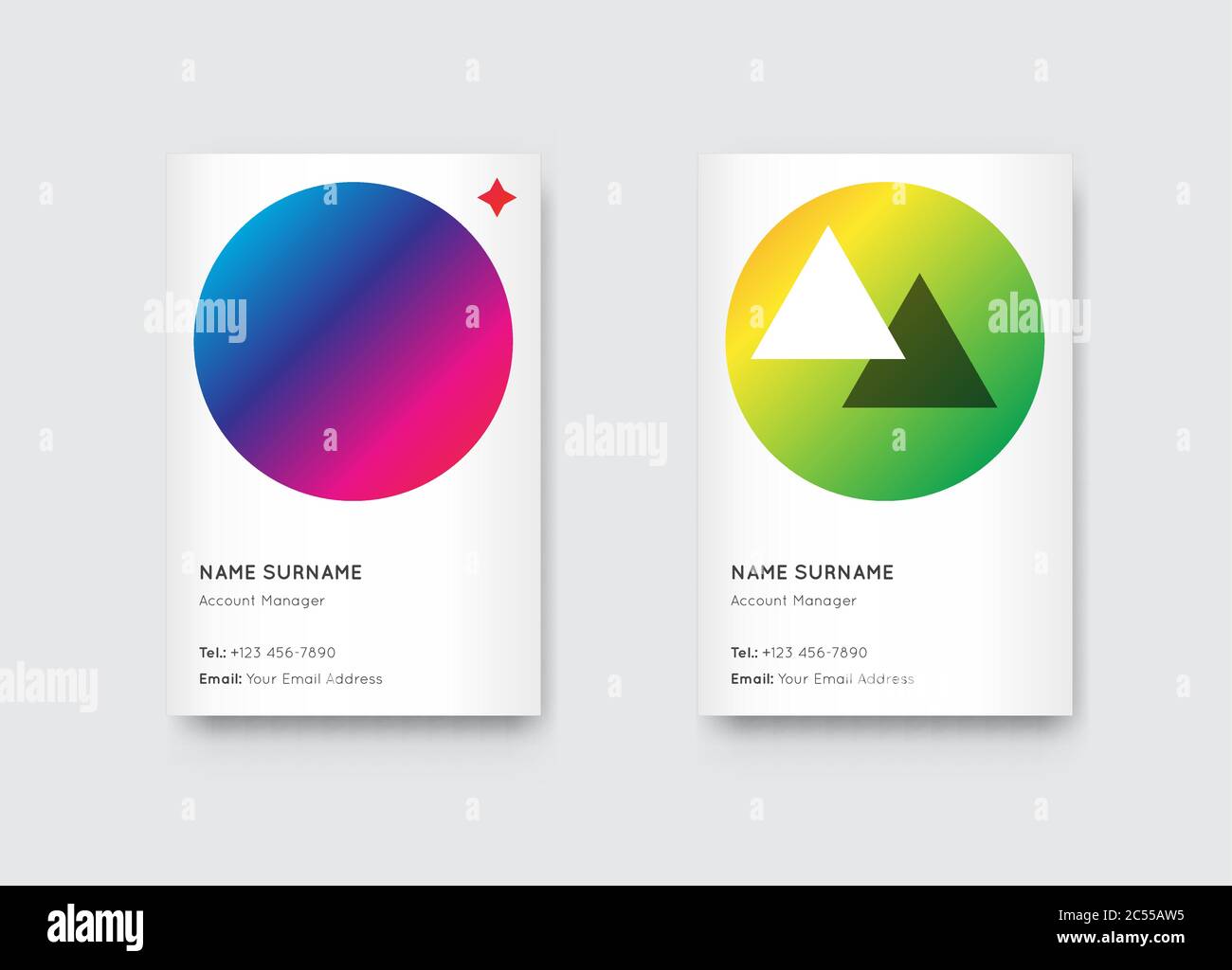 Vector Bright Trendy Vertical Business Card Set Stock Vector