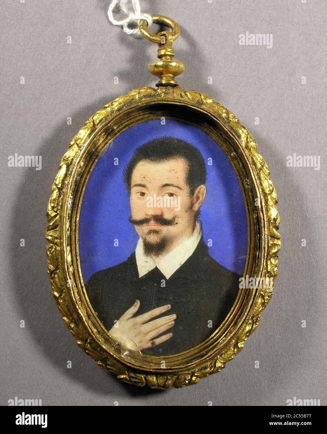 Isaac Oliver - Portret van een onbekende heer in koperen medaillon Stock Photo