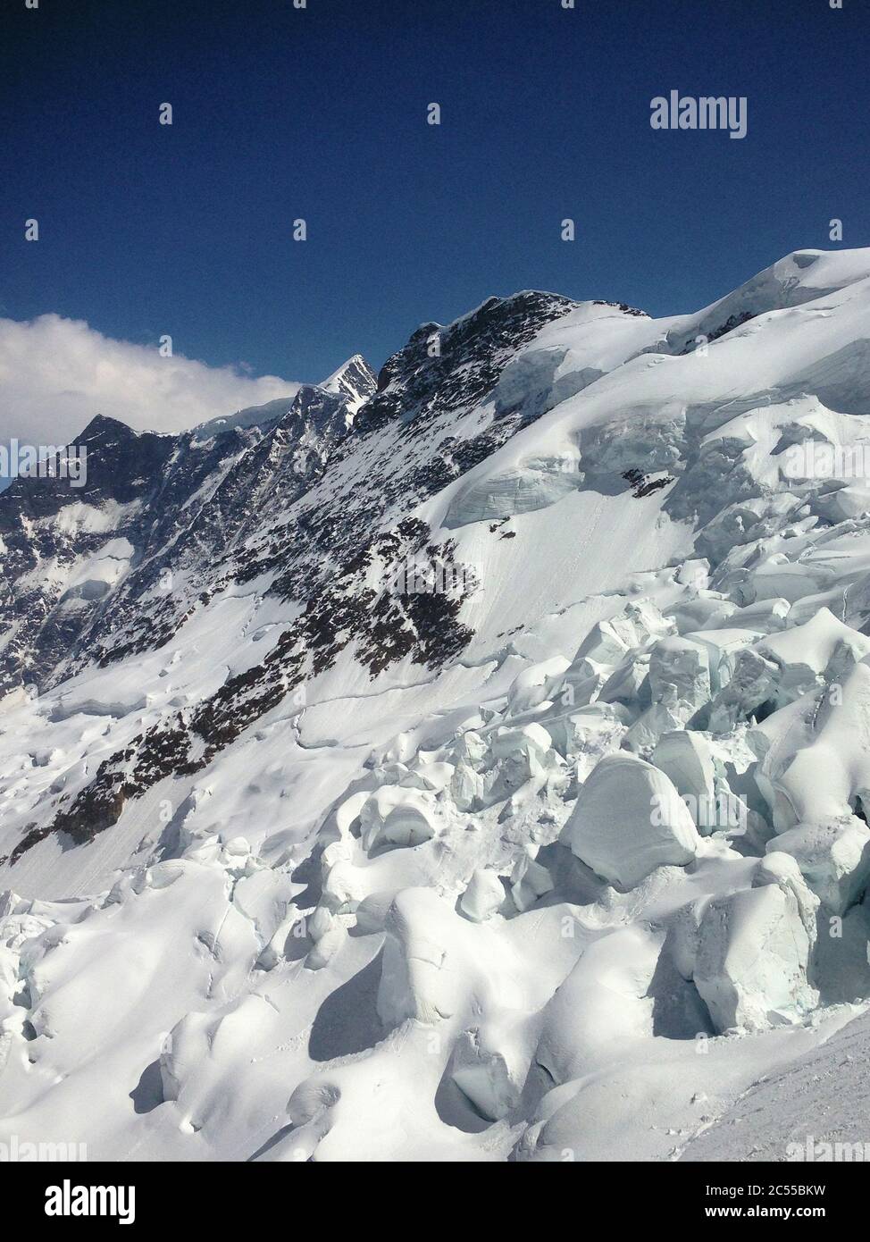 On top of the Jungfrau Joch in the center of Switzerland Stock Photo ...