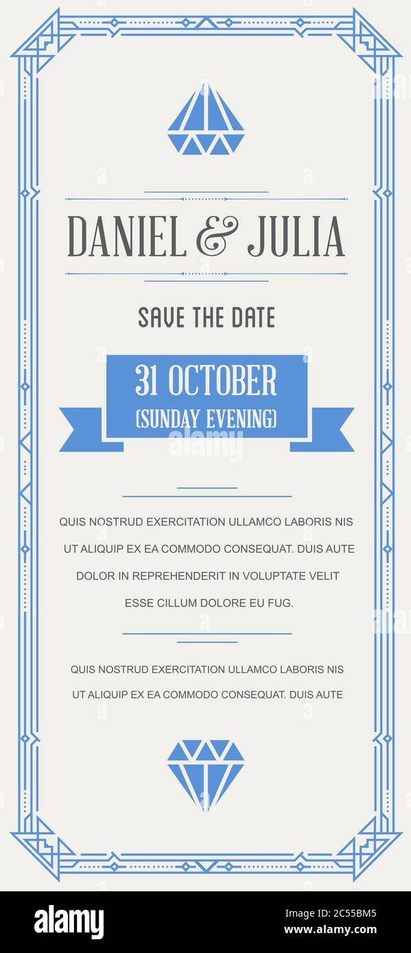Great Quality Style Invitation in Art Deco or Nouveau Epoch 1920's Gangster Era Vector Stock Vector