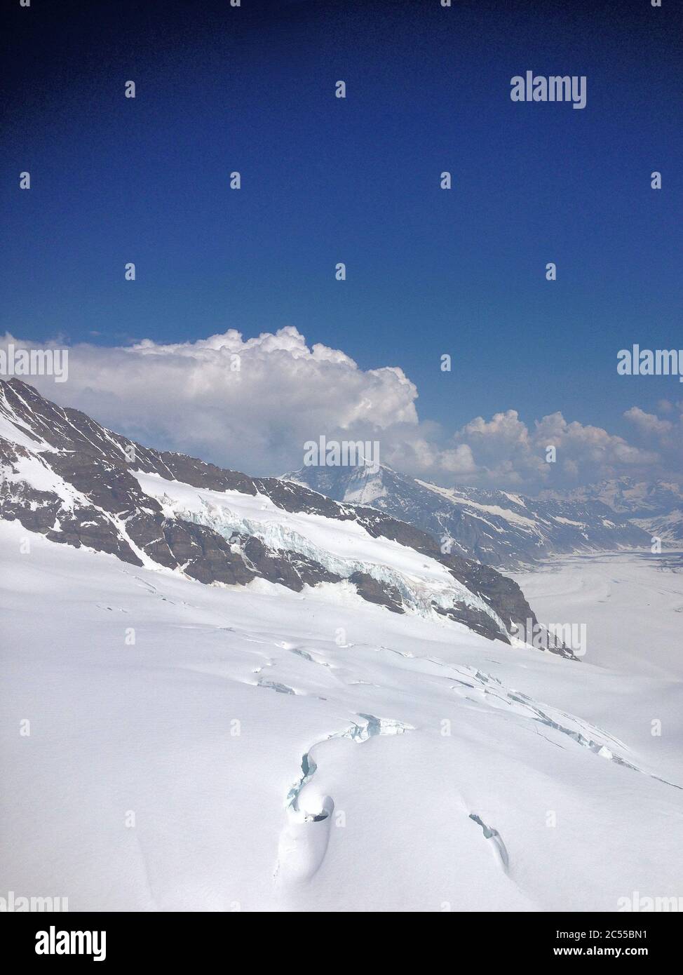 On top of the Jungfrau Joch in the center of Switzerland Stock Photo ...
