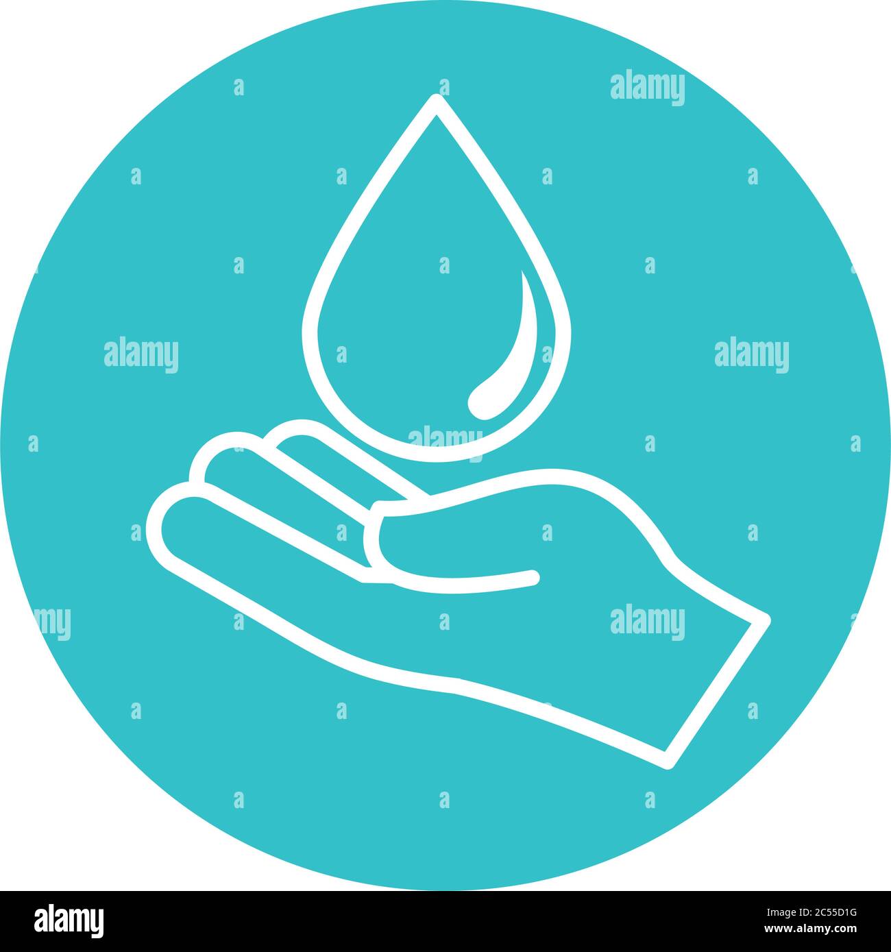 water drop in hand care nature liquid blue block style icon vector ...