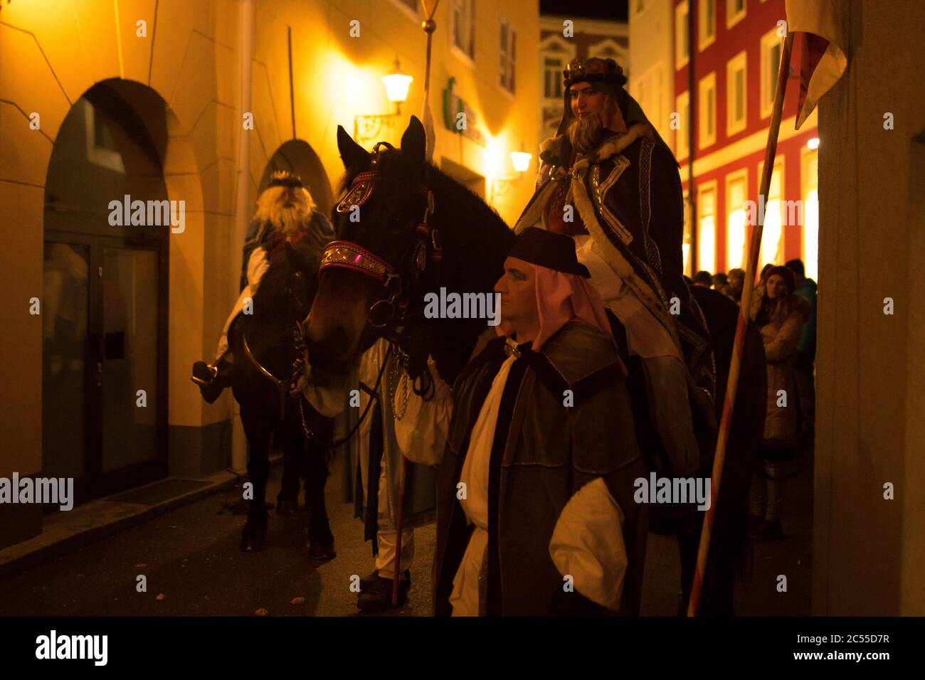 the traditional Glöckler run on the eve of Epiphany in Bad Ischl in the Salzkammergut Stock Photo