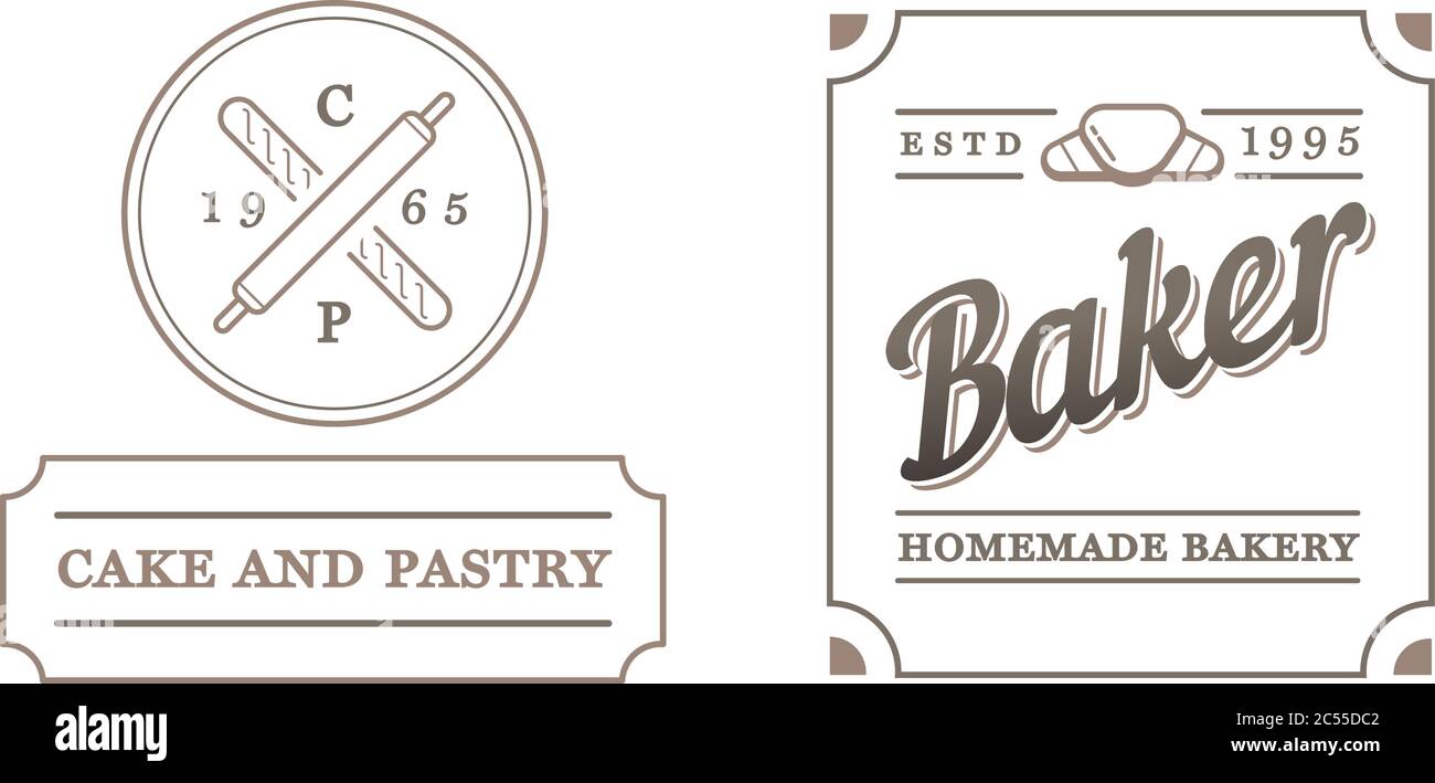 Set of Vector Bakery Pastry Elements and Bread Icons Illustration can ...