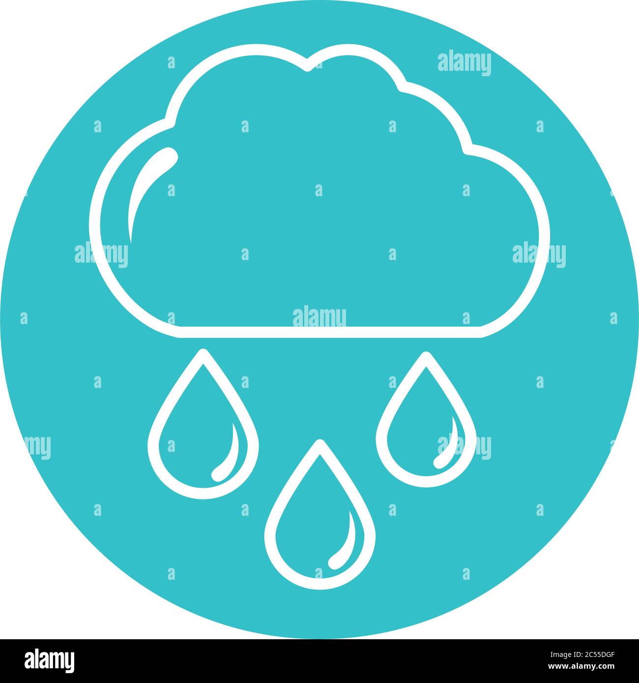 cloud rain drops water climate nature liquid blue block style icon ...
