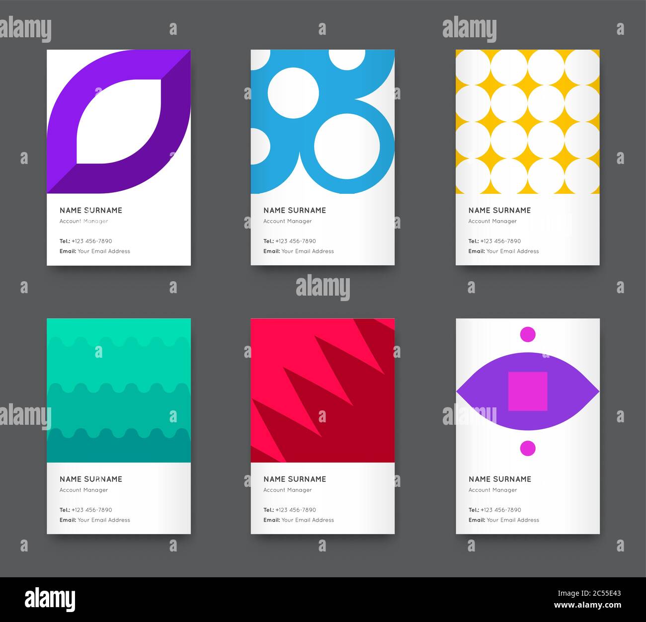 Vector Bright Trendy Vertical Business Card Set Stock Vector