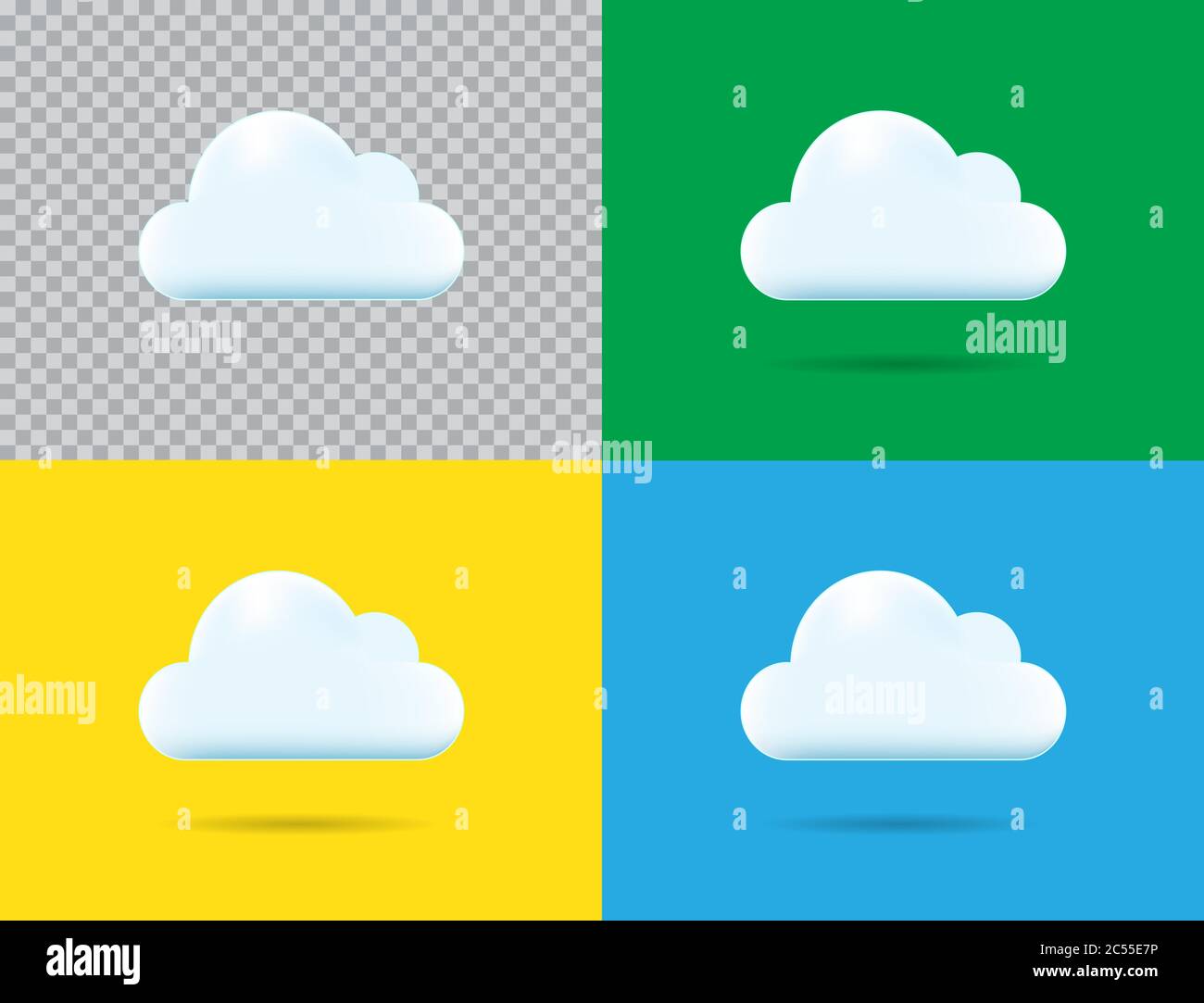 Professional Vector Cloud Icon Set in Vector Illustration Isolated on Blue Background Stock Vector