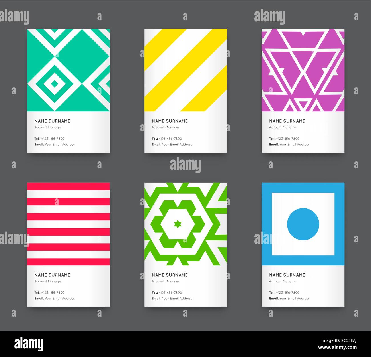 Vector Bright Trendy Vertical Business Card Set Stock Vector