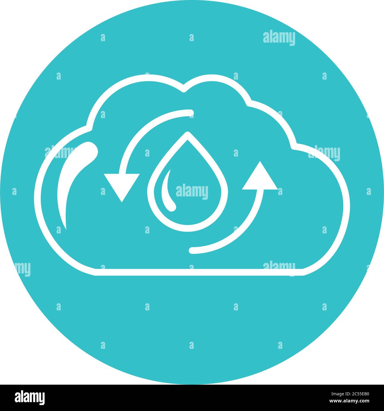 cloud water drop recycle nature liquid blue block style icon vector ...