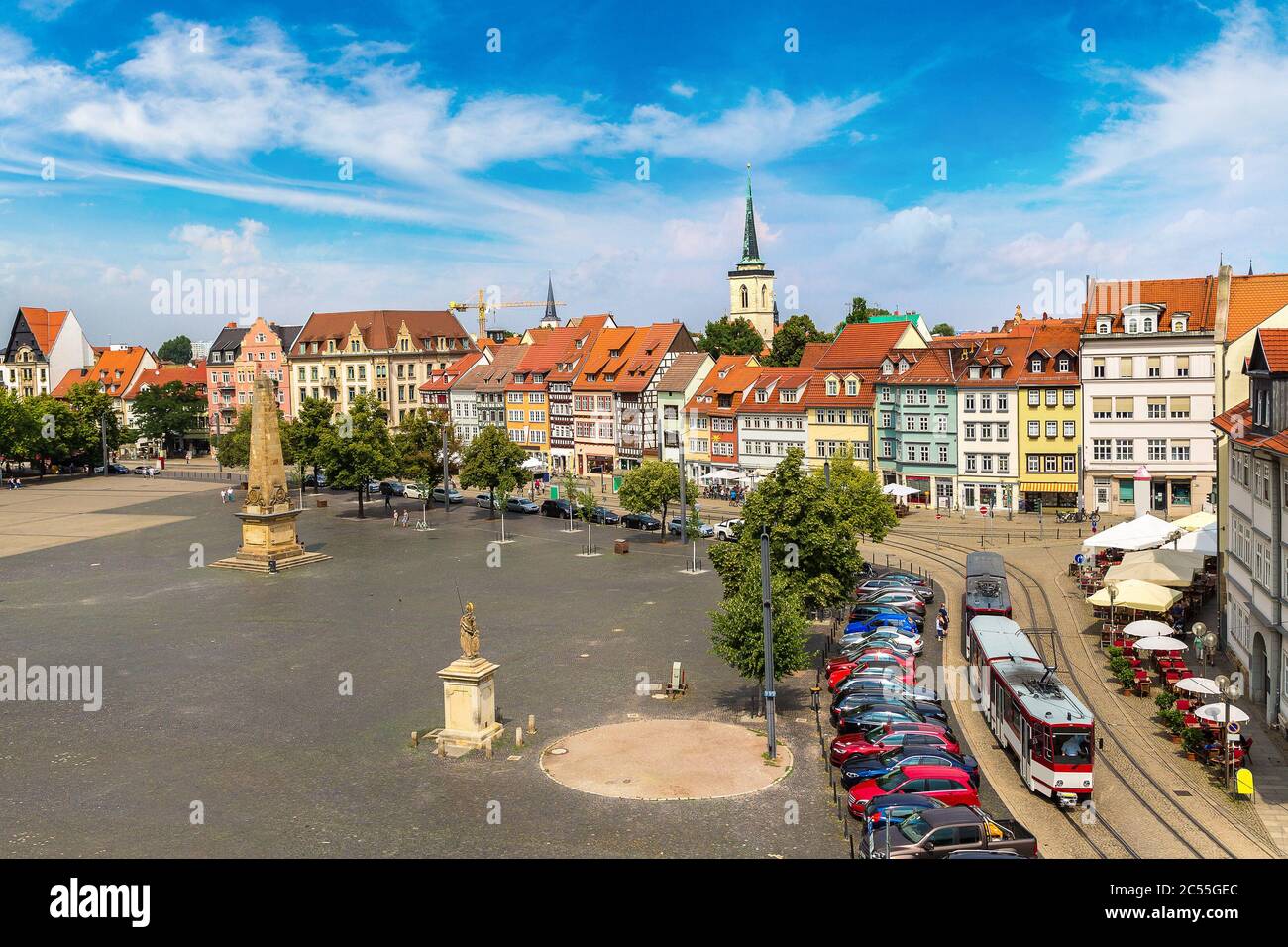 Historical city centre in Erfurt in a beautiful summer day, Germany ...
