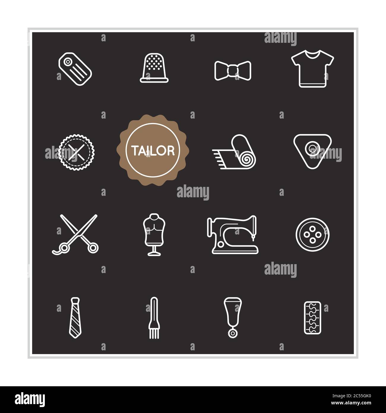 Set of Tailor Vector Illustration Elements can be used as Logo or Icon in premium quality Stock Vector