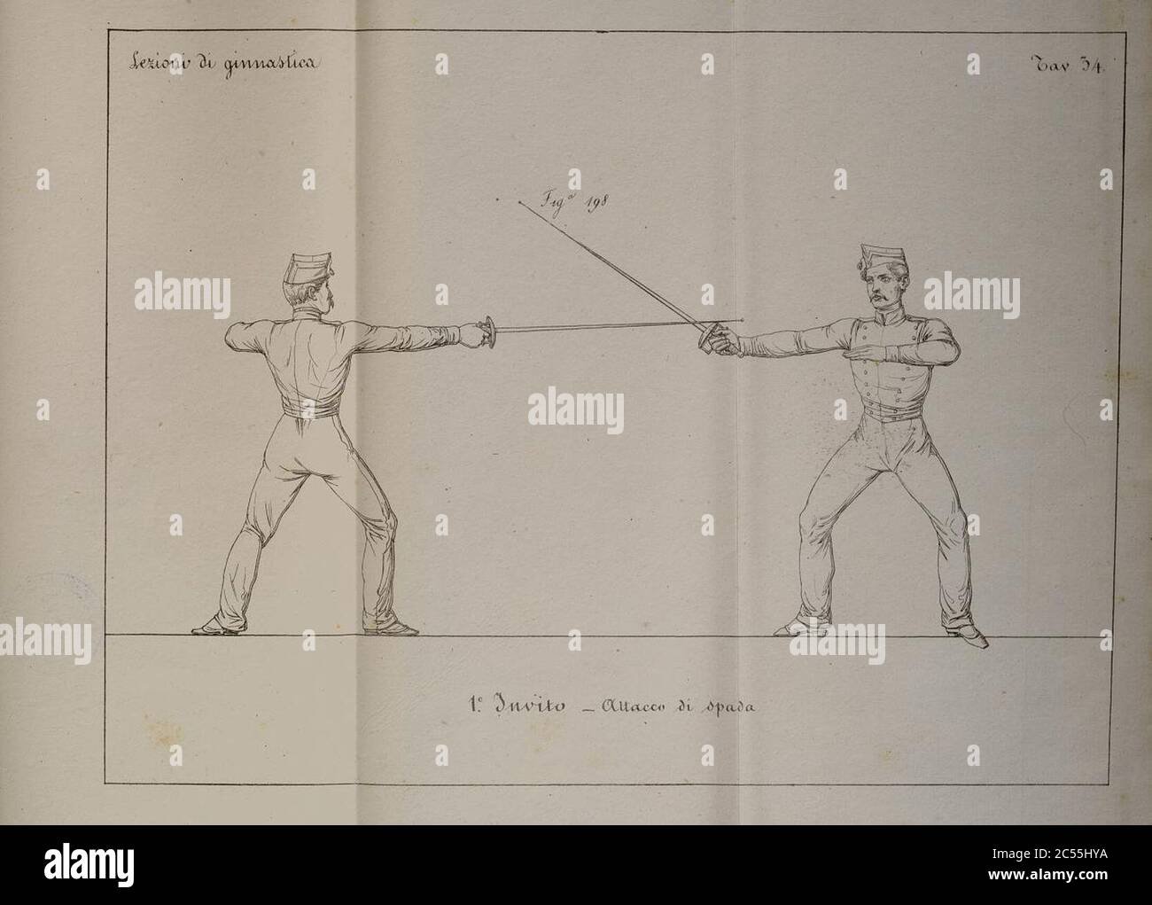 Istituzione di arte ginnastica per le truppe di fanteria di S. M. Siciliana. Niccolò Abbondati. Stock Photo