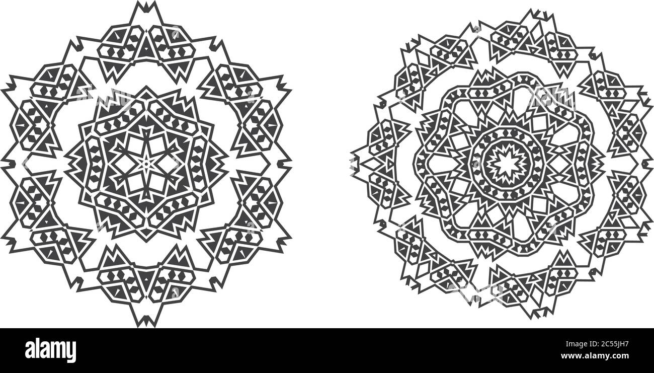 Israel Jew Ethnic Fractal Mandala Vector looks like Snowflake or Maya Aztec Pattern or Flower Stock Vector
