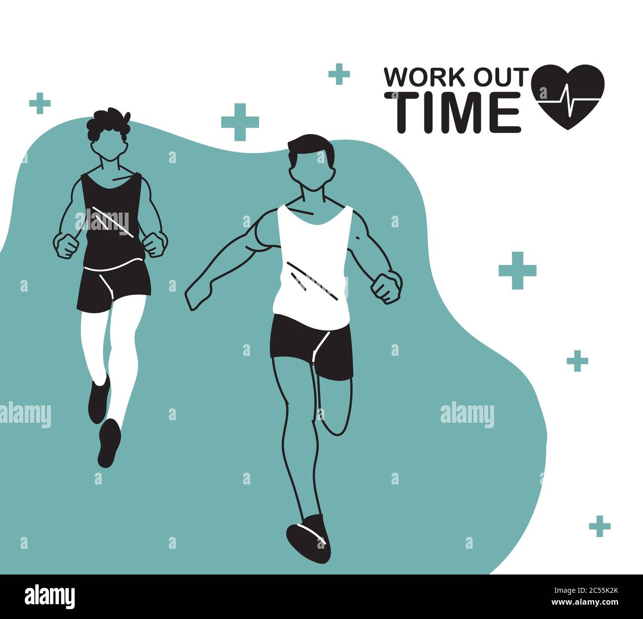 men avatars running and work out time design, athlete training and