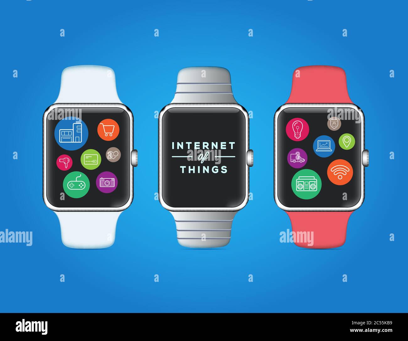 IOT Internet of Things on Smart Watch Vector Quality Design with Icons ...