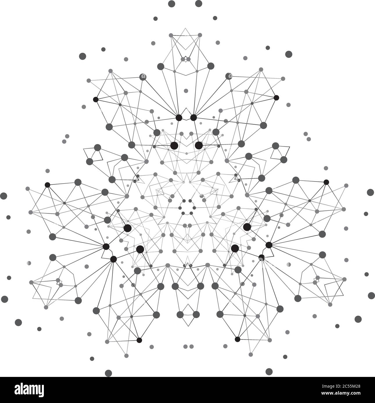 Vector Shape, Molecular Structure with Lines and Dots Stock Vector ...