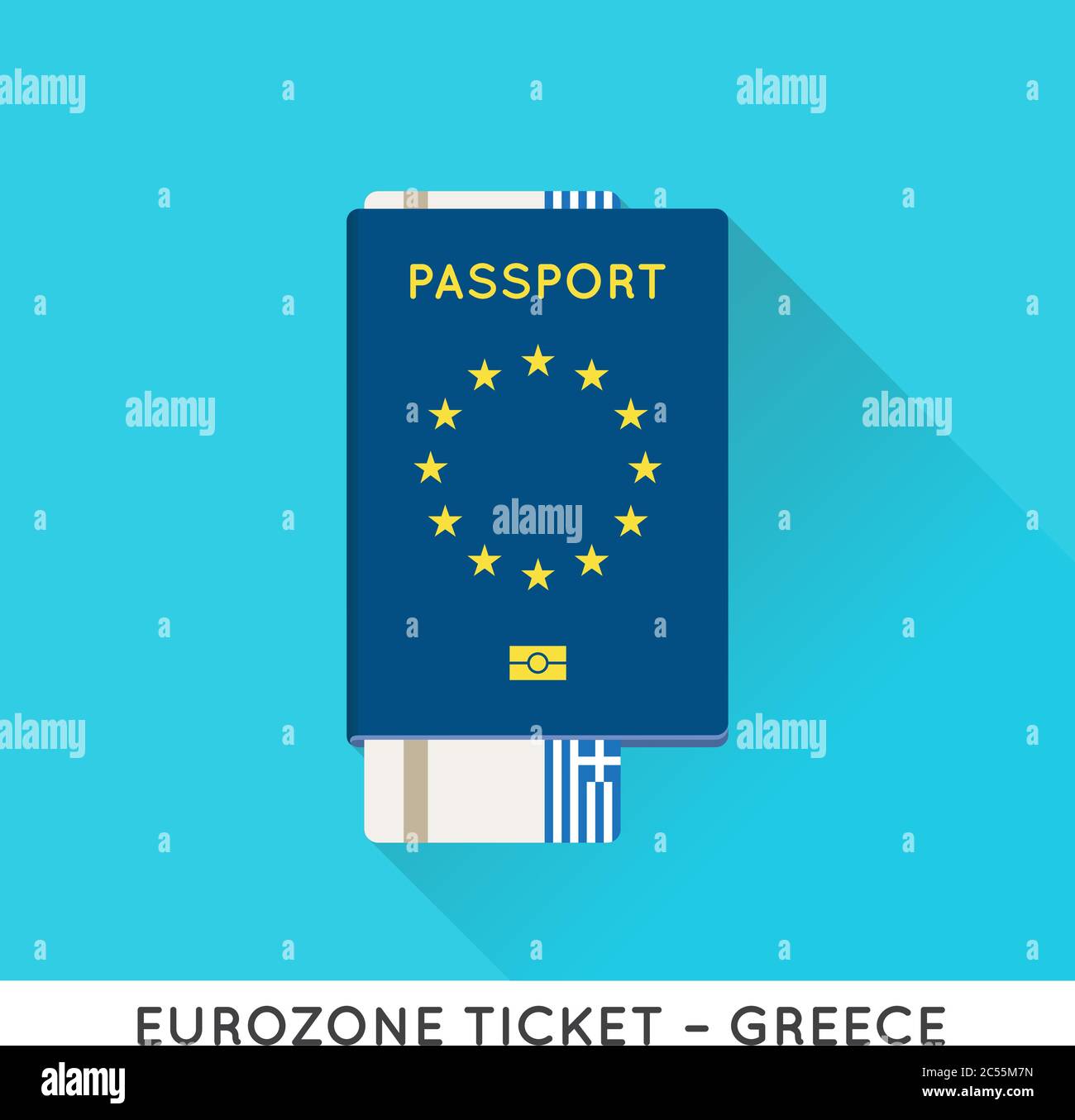 Eurozone Europe Passport with tickets vector illustration. Air Tickets