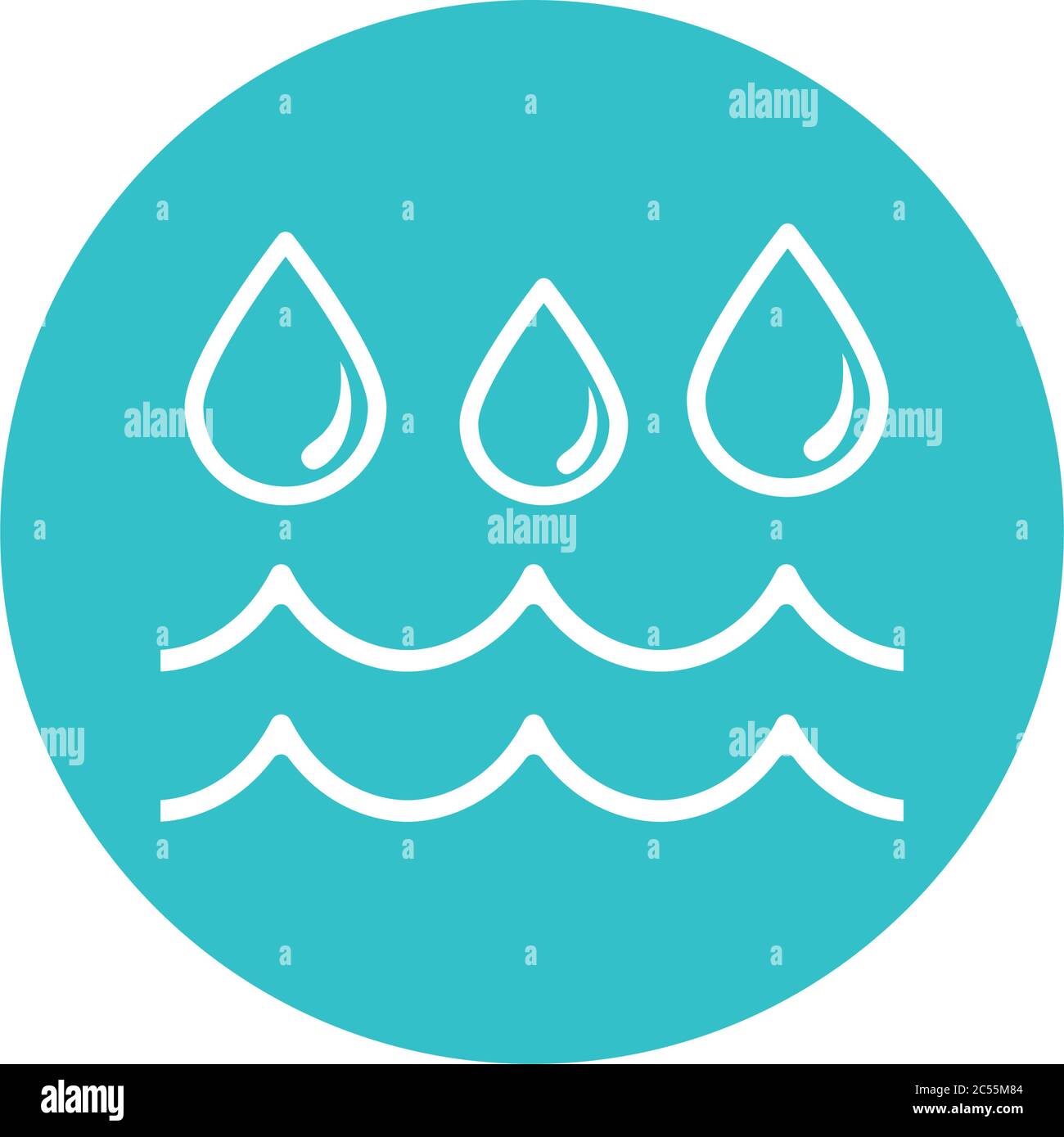 water drops flowing nature liquid blue block style icon vector ...
